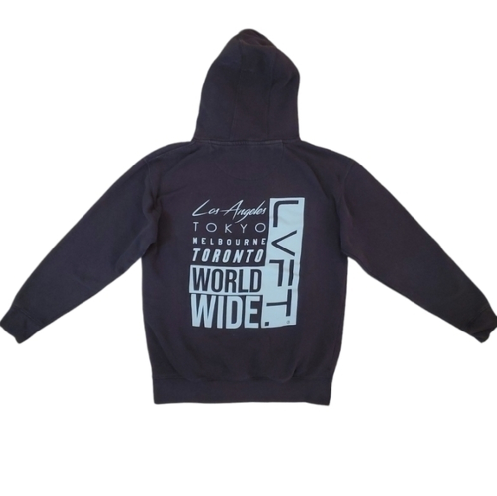 LVFT Women's Black‎ World Wide Pullover Hoodie Sweatshirt Medium